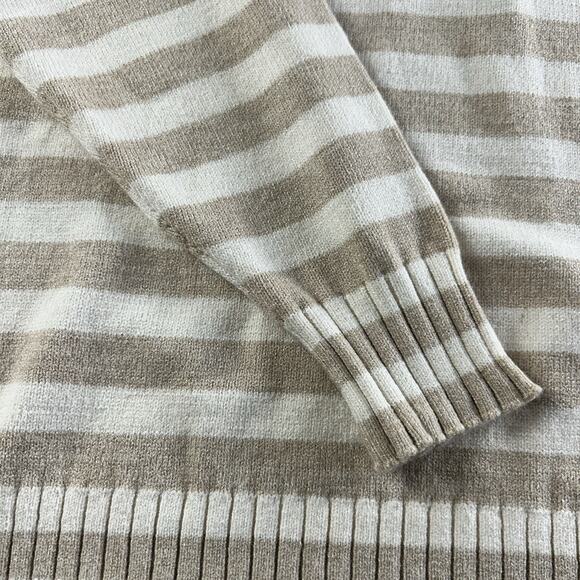 Lane Bryant Sweater White Tan Striped Button Stretch 14/16 Classic Preppy - Picture 11 of 16